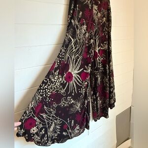 Designed in CO Autumn Teneyl Organic Flare Pant High Slit Wide Waistband.